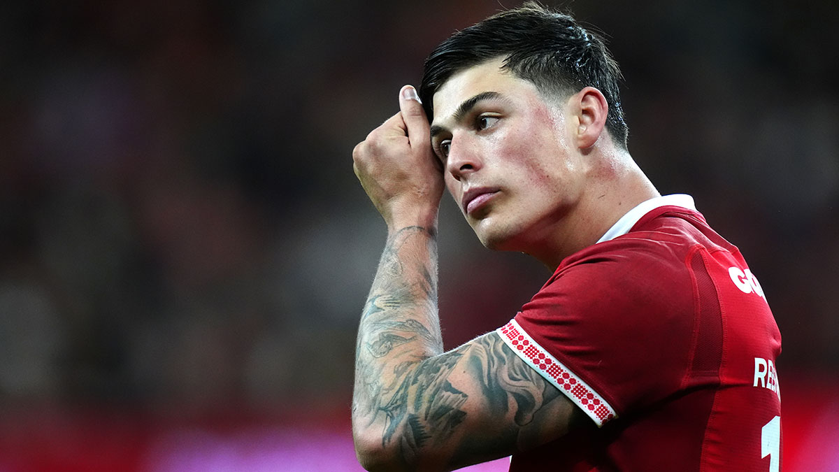 Louis Rees-Zammit at Wales v Italy match during 2026 Six Nations
