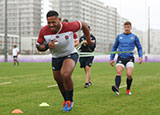 Manu Tuilagi during an England training session before World Cup semi final