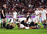 Manu Tuilagi scores a ty for Egland v New Zealand in World Cup semi final