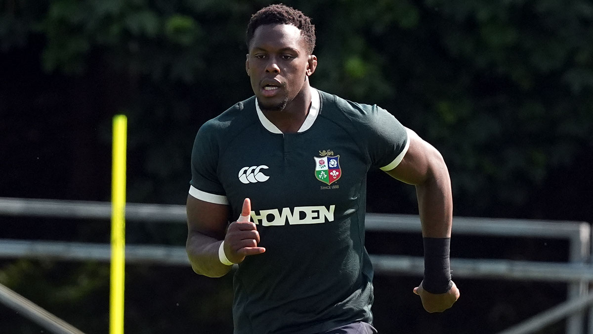 Maro Itoje at Lions training session in Dublin