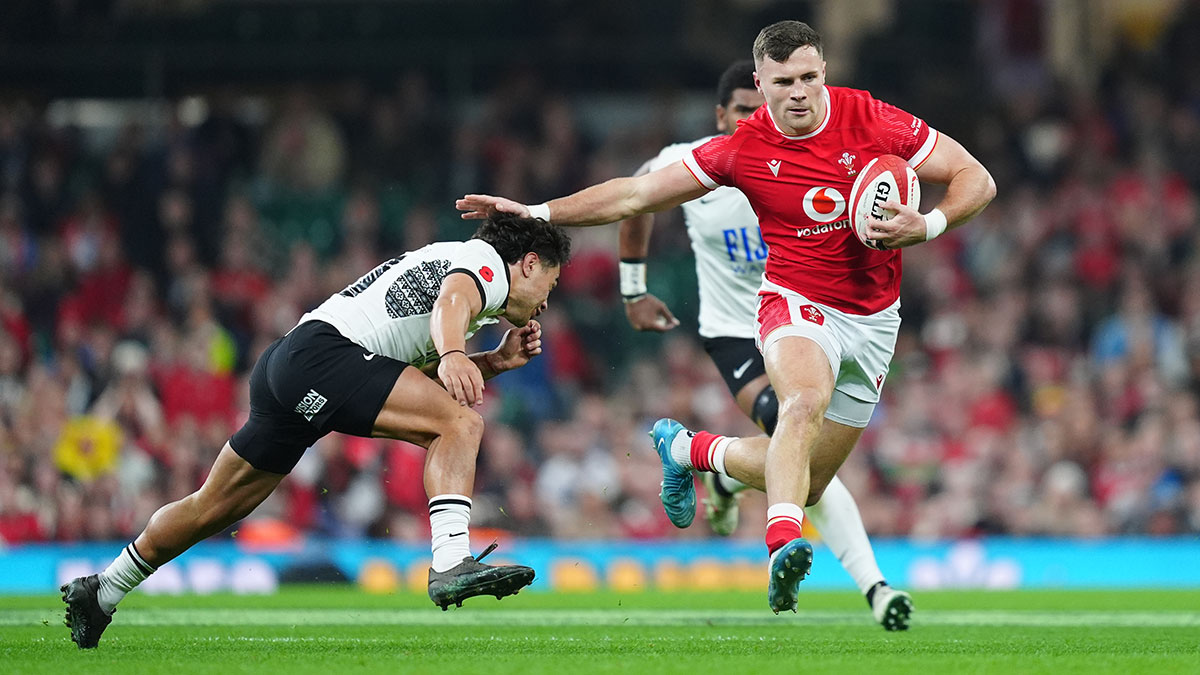 Mason Grady in action for Wales v Fiji during 2024 autumn internationals