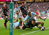 Nathan Hughes scores for England against Argentina