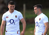 Owen Farrell and George Ford during pre World Cup training