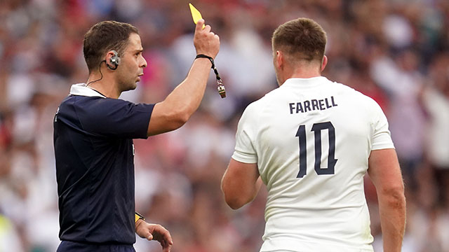 Owen Farrell is shown yellow card during the England v Wales match in 2023 summer internationals