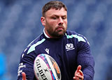 Rory Sutherland at training session before Scotland v Wales match during 2025 Six Nations