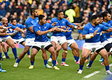 Samoa rugby team perform Siva Tau before a match