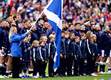 Scotland players line up before france match in 2023 summer series