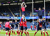 Scotland team warming up before a match