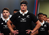 Scott Barrett leads New Zealand out against England during 2024 Autumn Internationals