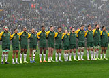South Africa players line up before Italy match during 2025 Autumn Internationals