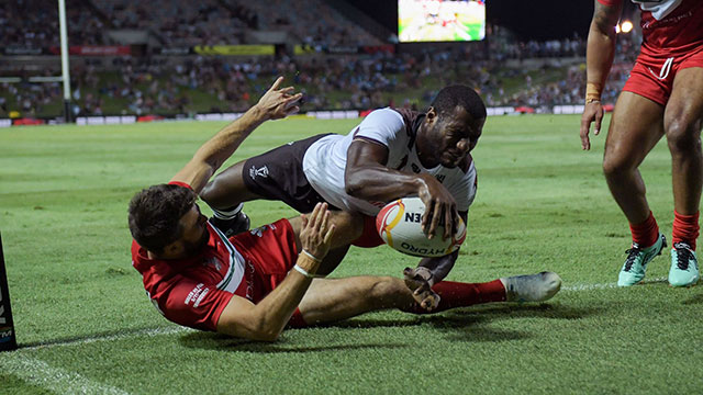 Suliasi Vunivalu in action for Fiji v Wales in Rugby League World Cup