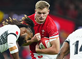 Taine Plumtree in action for Wales v Fiji during 2024 Autumn Internationals