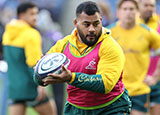 Taniela Tupou warming up for Scotland v Australia match in 2021 Autumn Internationals