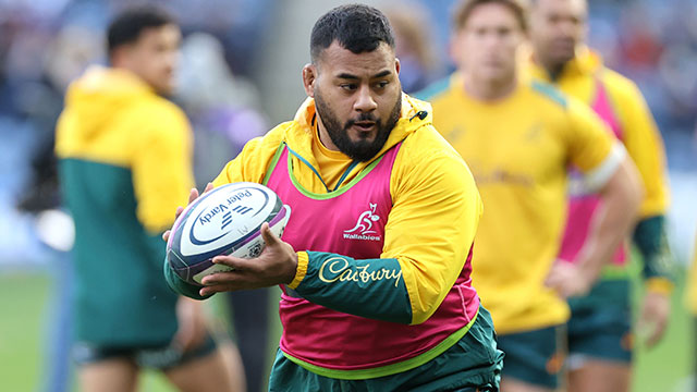 Taniela Tupou warming up for Scotland v Australia match in 2021 Autumn Internationals