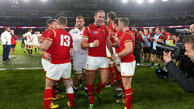 Wales celebrate beating England in 2015 World Cup