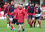 Warren Gatland leads a Lions training session