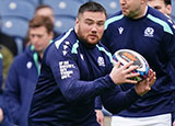 Zander Fagerson at Scotland training session during 2025 Six Nations