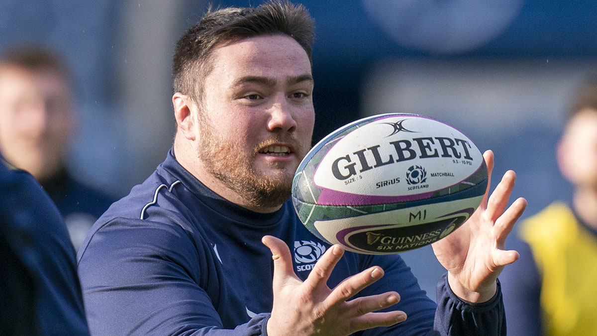 Zander Fagerson during Scotland Captains Run in 2022 Six Nations